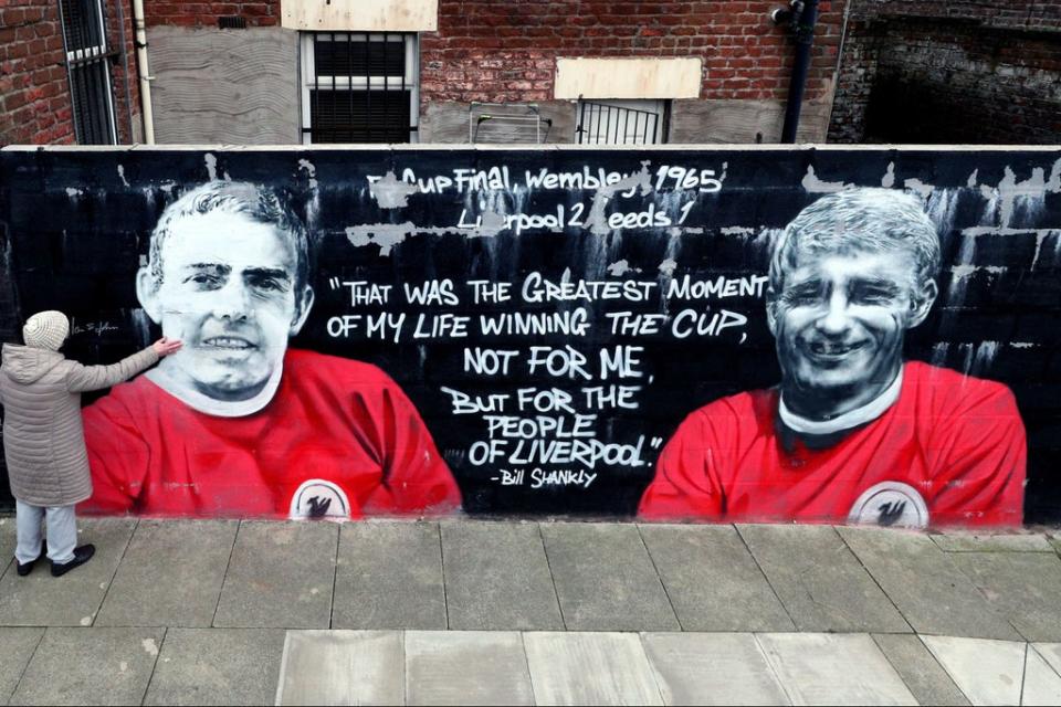 Mural of legendary strike partners Roger Hunt and Ian St John in Liverpool (PA)