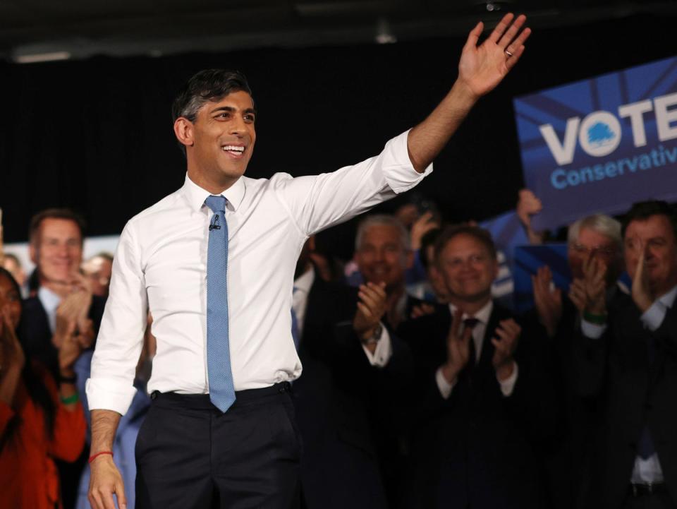 Rishi Sunak is all smiles at the first Conservative Party general election campaign rally (Getty Images)