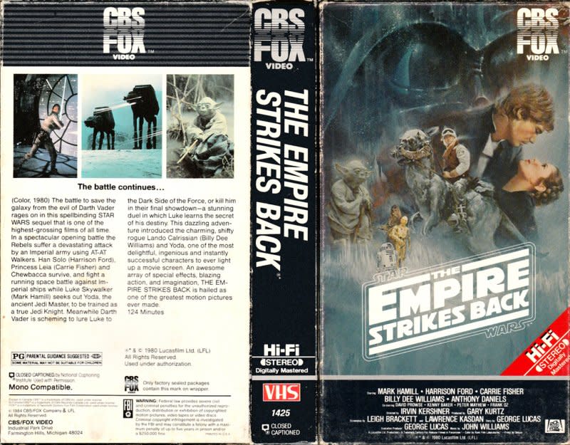The box art for Empire Strikes Back on VHS.