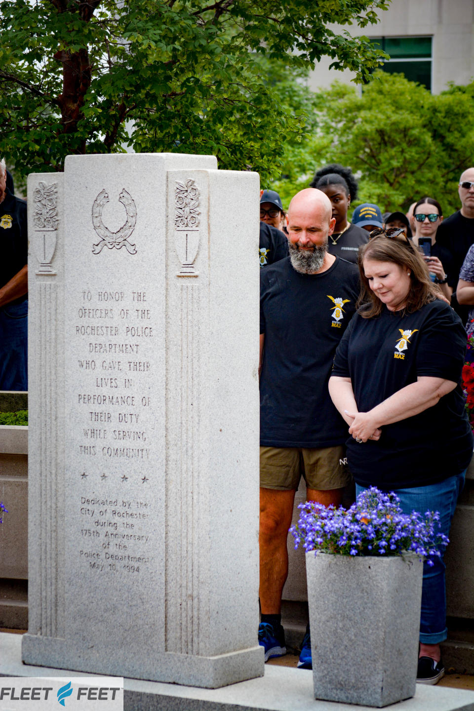 Brett Sobieraski and Lynn Mazurkiewicz on June 11, 2023 at a memorial for law enforcement members who have lost their lives. Sobieraski had just completed his eight-state multi-marathon run in honor of the late Anthony Mazurkiewicz.
