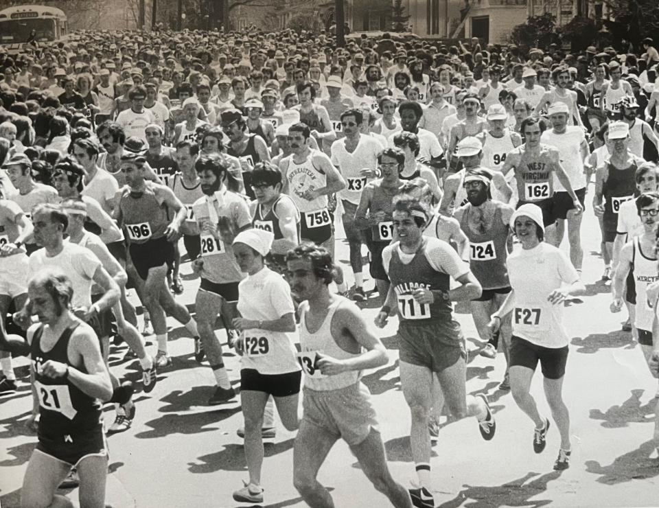 Val Rogosheske (F27) was one of 15 women running in the 1973 Boston Marathon as Rogosheske ran with two of her friends.