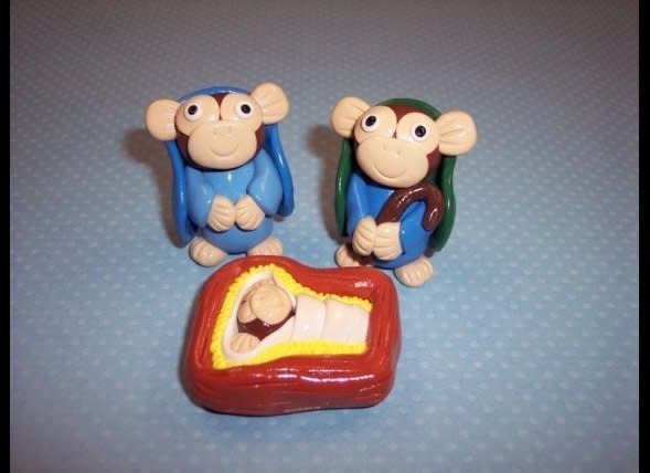This depiction of the Nativity featuring monkeys may cause a lot of discussion over the theory of evolution.