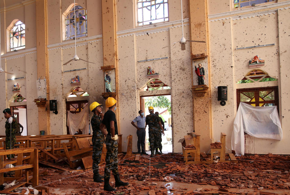 A view of the damage at St Sebastian's Catholic Church in Negombo. Source: Reuters
