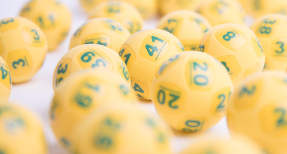 Lottery balls are pictured.