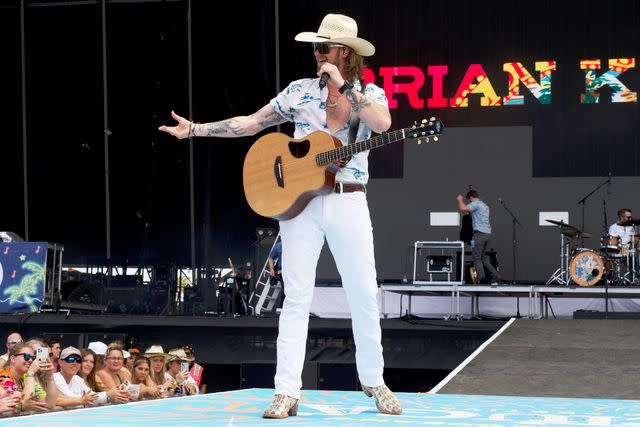 <p>Jake Witsken</p> Brian Kelley performing on stage at the 2024 Tortuga Music Festival in Florida