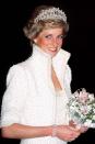 <p> This particular tiara became synonymous with Princess Diana. She wore the gorgeous headpiece many times, including with this iconic "Elvis look" in 1989 in Hong Kong. The Queen had permanently loaned it to her. </p>