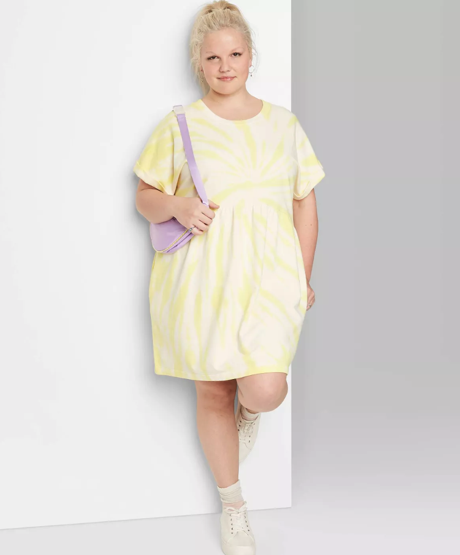 Plus Size Tie-Dye Knit Babydoll T-Shirt Dress