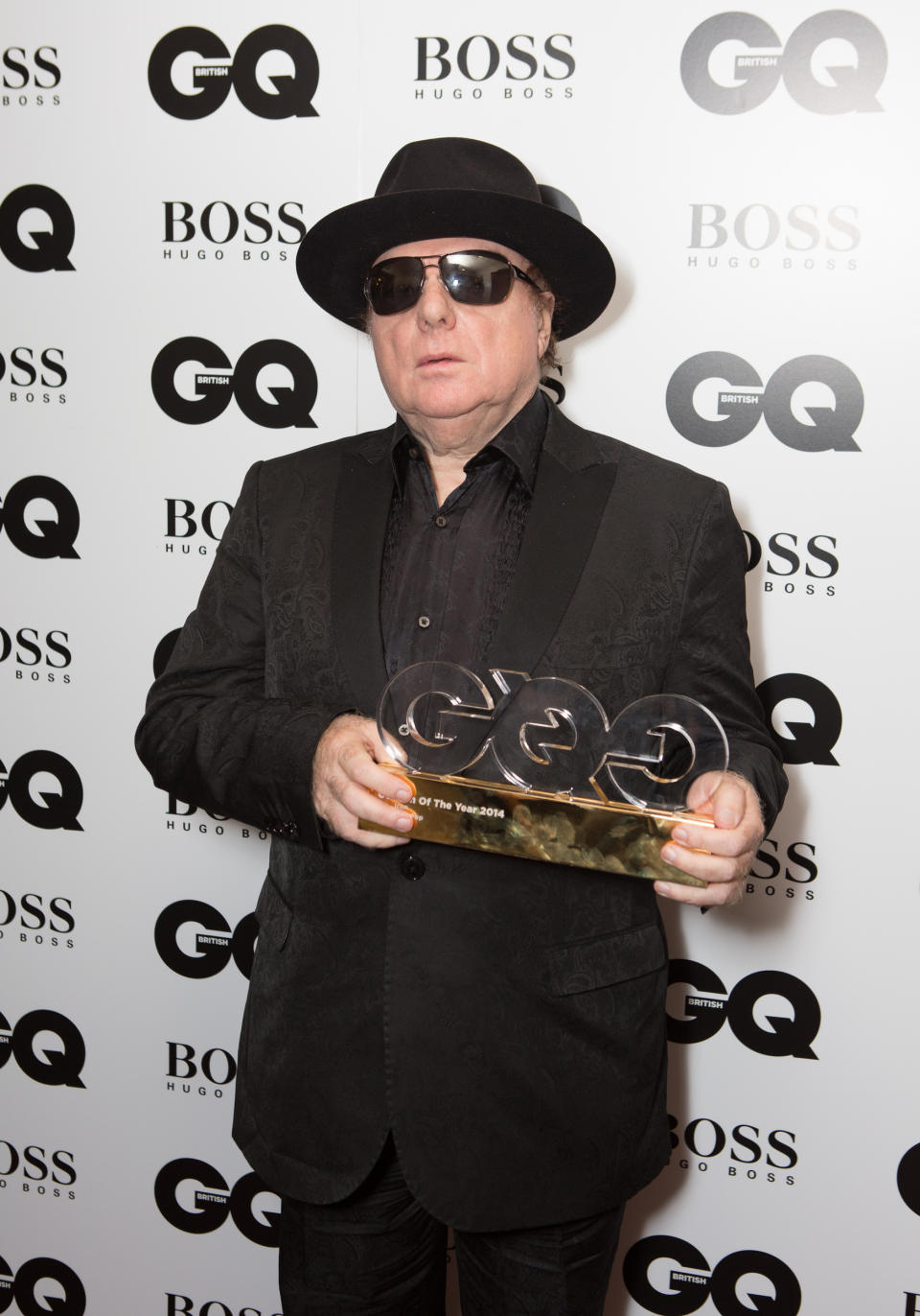 Van Morrison after winning the Legend award at the GQ Men of the Year Awards at the Royal Opera House, London.
