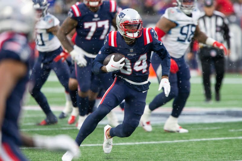 New England Patriots wide receiver Kendrick Bourne is a Top 30 fantasy football play. File Photo by Matthew Healey/UPI