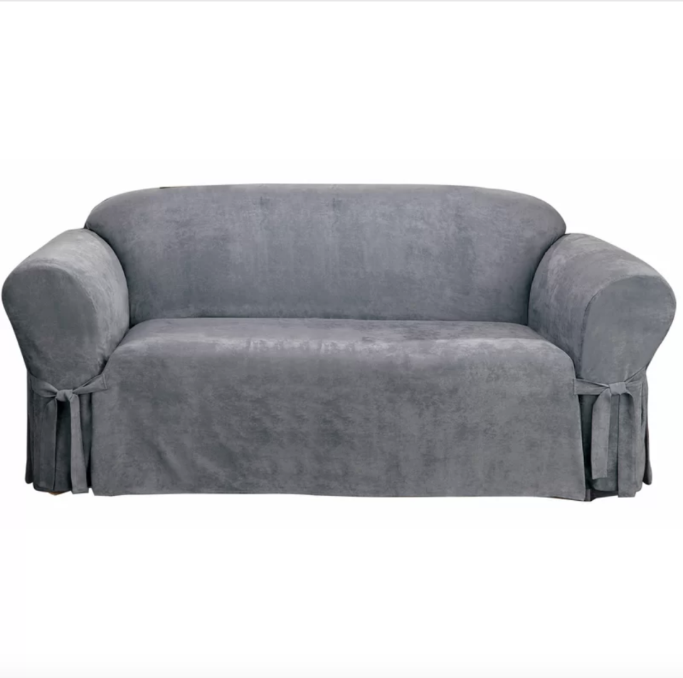 5) Soft Suede Furniture Box Cushion Sofa Slipcover