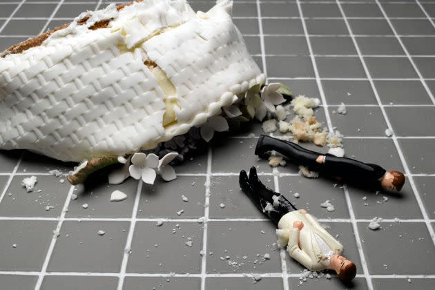 <p>Getty Images</p> Ettiquette expert Jacqueline Whitmore isn't a fan of the wedding cake smash