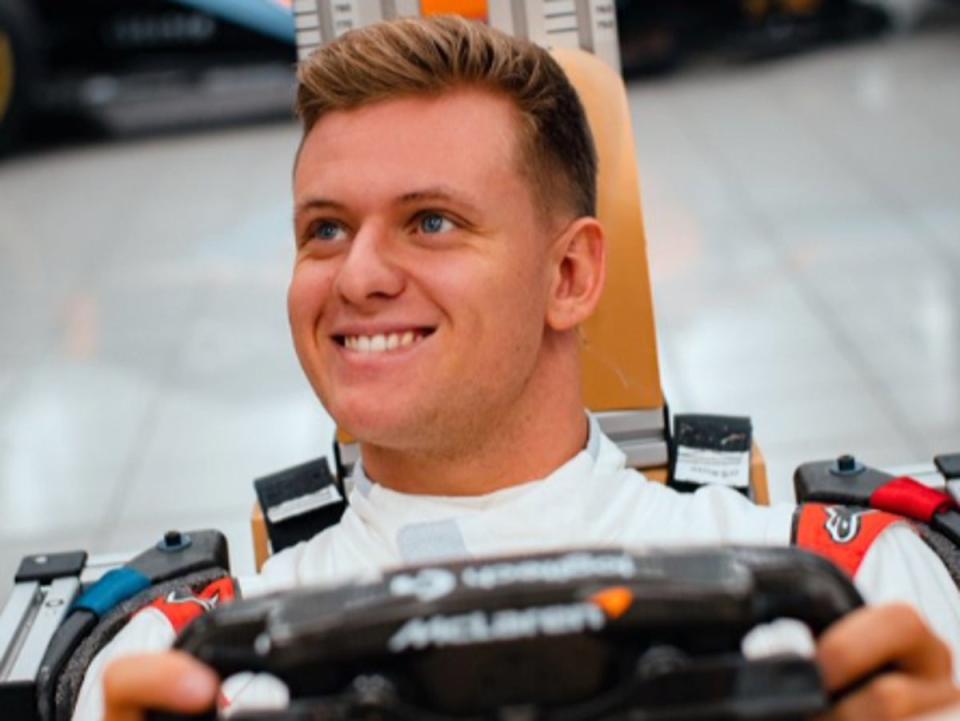 Mick Schumacher will also work with McLaren as part of his role as a Mercedes reserve driver in 2023 (McLaren / Twitter)