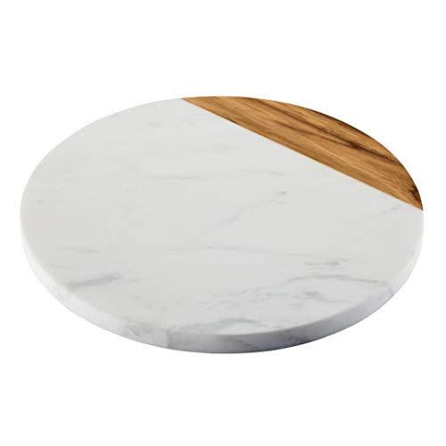 Anolon Pantryware White Marble and Teak Wood Serving Board