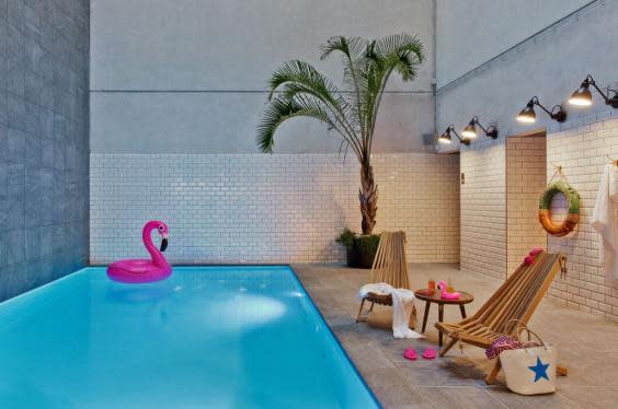 The pool is an unexpected bonus at this budget establishment (Moxy Amsterdam Houthavens )