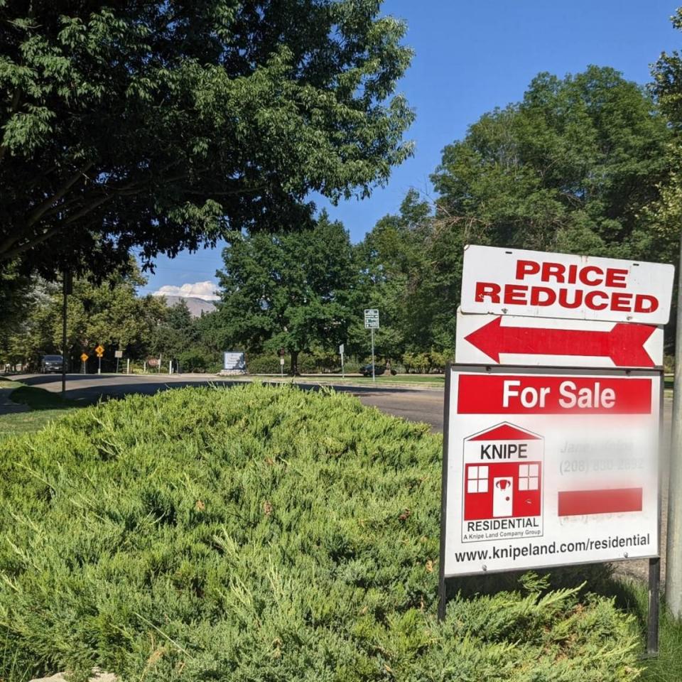 This sign advertises a home for sale near Kristin Armstrong Park in Boise.
