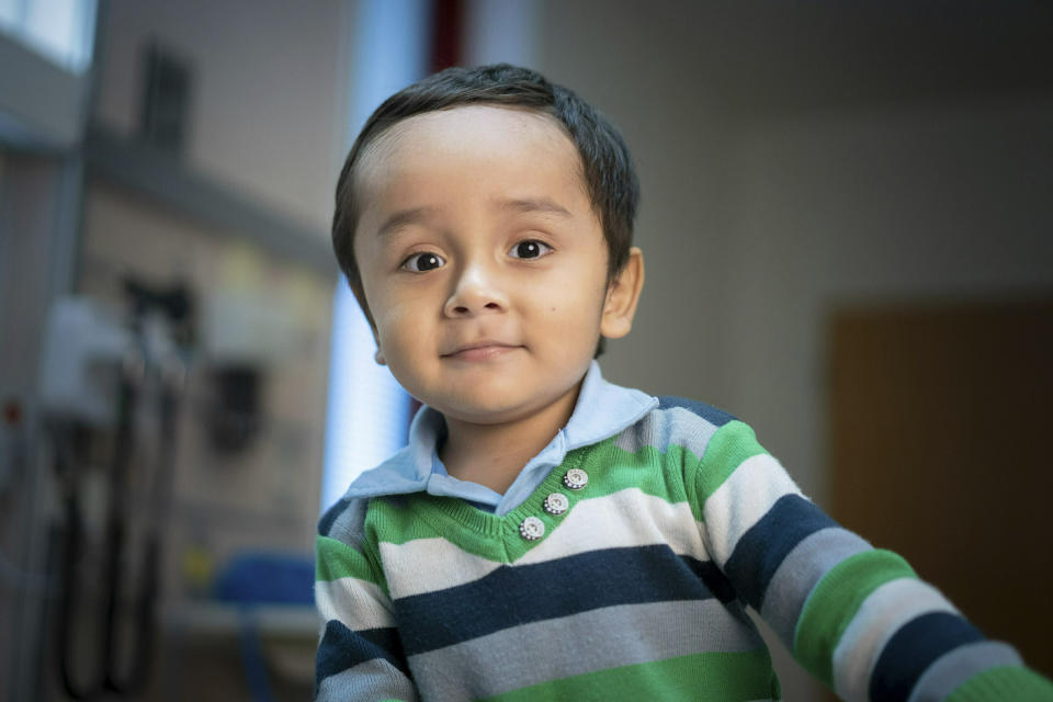 This April 2019 photo provided by the St. Jude Children's Research Hospital shows 2-year-old Gael Jesus Pino Alva at the hospital in Memphis. Gael was one of eight babies with "bubble boy disease" who have had it corrected by gene therapy that ironically was made from one of the immune system's worst enemies _ HIV, the virus that causes AIDS. (Peter Barta/St. Jude Children's Research Hospital via AP)