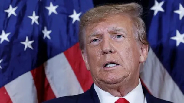 PHOTO: Former President Donald Trump speaks to reporters before his speech at the annual Conservative Political Action Conference (CPAC), Mar. 4, 2023, in National Harbor, Md. (Anna Moneymaker/Getty Images)