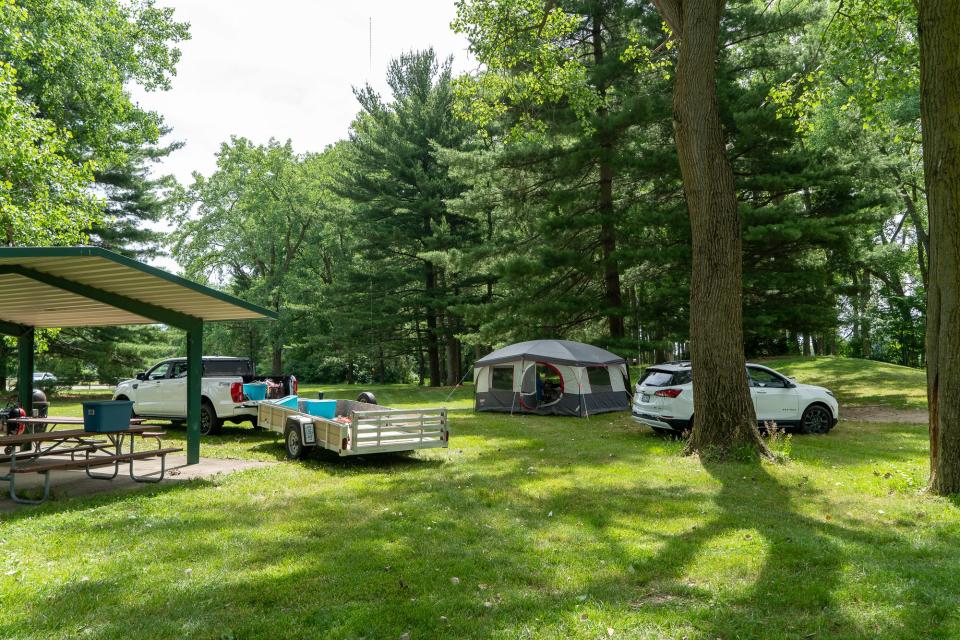 Campers set up at the annual Field Day hosted by the Monroe County Radio Communications Association at Vienna Park.