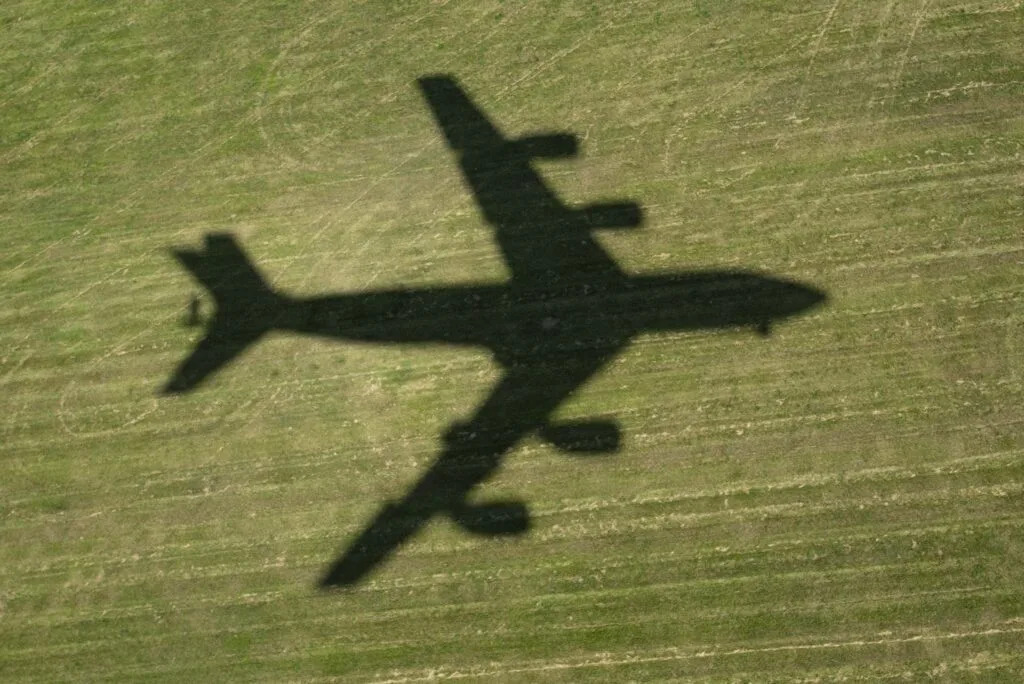 The shadow of a KC-135 Stratotanker