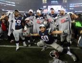 <p>The New England Patriots celebrates after beating the Pittsburgh Steelers in the 2017 AFC Championship Game at Gillette Stadium. Mandatory Credit: Geoff Burke-USA TODAY Sports </p>