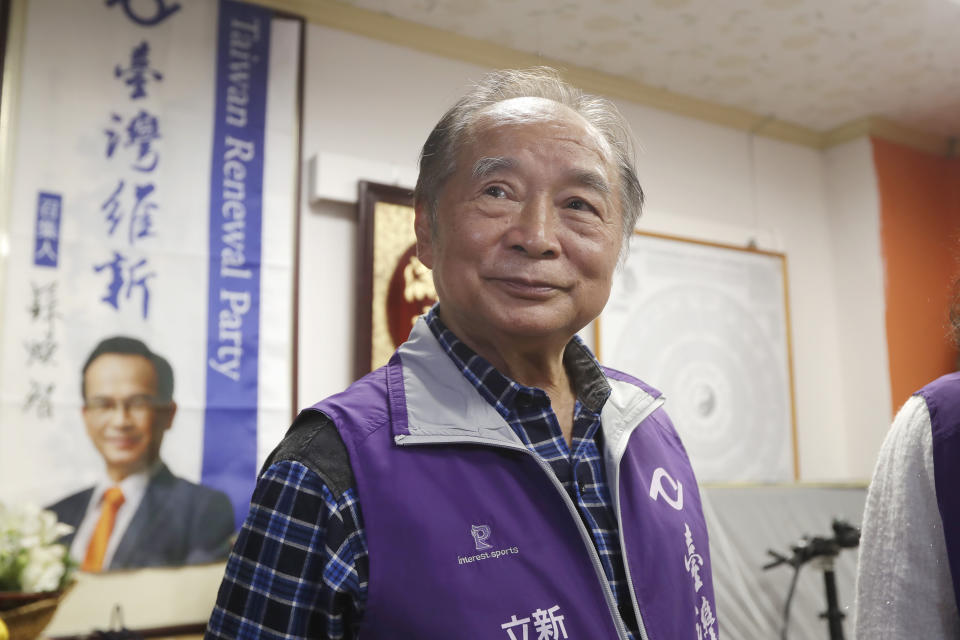Chui Pak-tai, a Taiwanese of Hong Kong descent, is interviewed by The Associated Press at his campaign headquarters in New Taipei City, Taiwan, on Dec. 4, 2023. At 72, Chui, a former Hong Kong pro-democracy district councilor who secured Taiwan residency 11 years ago, is running for legislative office. Although he faces long odds, his campaign draws attention to the immigration challenges of the Hong Kong diaspora. (AP Photo/Chiang Ying-ying)