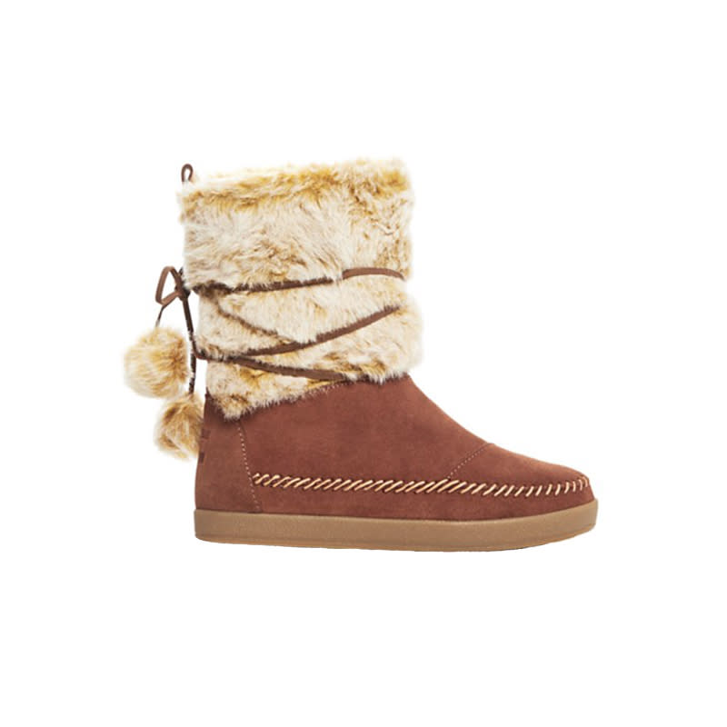 <a rel="nofollow noopener" href="http://shop-links.co/1586000915024983432" target="_blank" data-ylk="slk:Nepal Faux Fur Boots, Toms, $98;elm:context_link;itc:0;sec:content-canvas" class="link ">Nepal Faux Fur Boots, Toms, $98</a><ul> <strong>Related Articles</strong> <li><a rel="nofollow noopener" href="http://thezoereport.com/fashion/style-tips/box-of-style-ways-to-wear-cape-trend/?utm_source=yahoo&utm_medium=syndication" target="_blank" data-ylk="slk:The Key Styling Piece Your Wardrobe Needs;elm:context_link;itc:0;sec:content-canvas" class="link ">The Key Styling Piece Your Wardrobe Needs</a></li><li><a rel="nofollow noopener" href="http://thezoereport.com/entertainment/celebrities/gigi-hadid-victorias-secret-fashion-show-2016/?utm_source=yahoo&utm_medium=syndication" target="_blank" data-ylk="slk:Gigi Hadid Has An Exciting Fashion Announcement To Make;elm:context_link;itc:0;sec:content-canvas" class="link ">Gigi Hadid Has An Exciting Fashion Announcement To Make</a></li><li><a rel="nofollow noopener" href="http://thezoereport.com/fashion/celebrity-style/sarah-jessica-parker-kat-florence-jewelry/?utm_source=yahoo&utm_medium=syndication" target="_blank" data-ylk="slk:Sarah Jessica Parker's New Jewelry Collab Is Unbelievably Elegant;elm:context_link;itc:0;sec:content-canvas" class="link ">Sarah Jessica Parker's New Jewelry Collab Is Unbelievably Elegant</a></li></ul>
