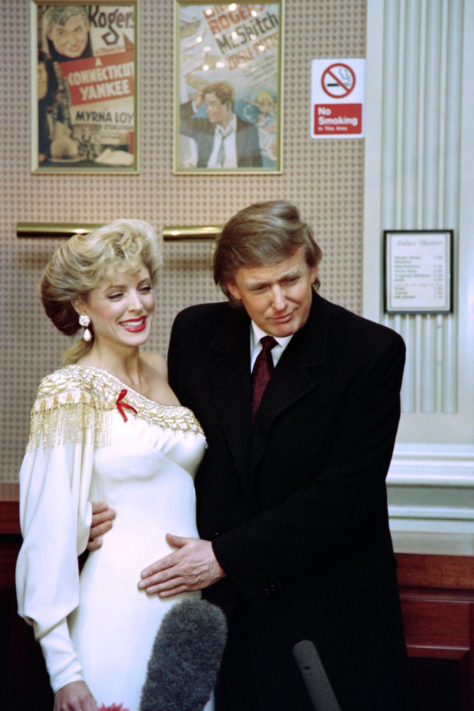 Donald Trump confirms his wife,&nbsp;Marla Maples, is pregnant in April 1993.