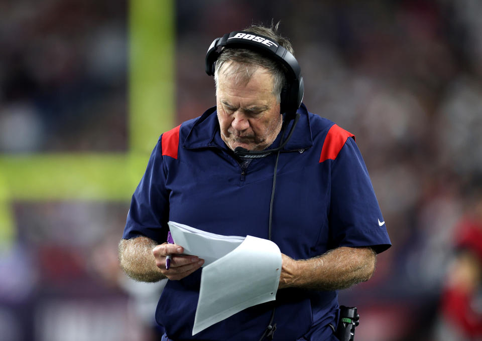 Bill Belichick is looking for answers that aren't there. (Maddie Meyer/Getty Images)