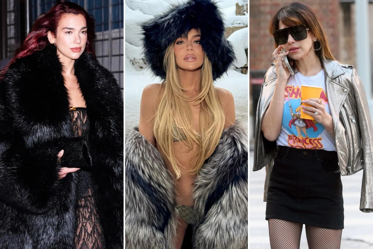 Dua Lipa, Khloe Kardashian and Hilaria Baldwin give mob wives vibes from the slopes to the streets.