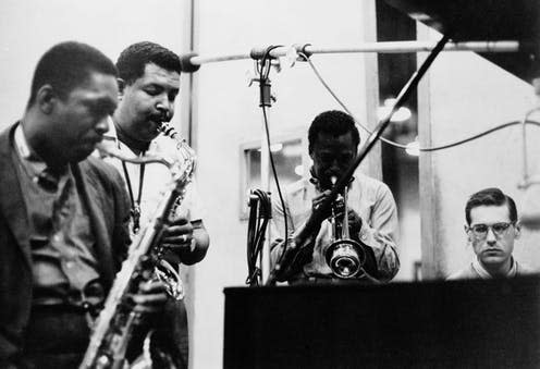 <span class="caption">Virtuoso: John Coltrane (tenor sax), Cannonball Adderley (alto sax), Miles Davis (trumpet) and Bill Evans (piano) recording Kind of Blue in 1959.</span> <span class="attribution"><a class="link " href="https://www.flickr.com/photos/garciaon/4128845581/in/gallery-60017149@N02-72157626023906911/" rel="nofollow noopener" target="_blank" data-ylk="slk:Pedro Garcia;elm:context_link;itc:0;sec:content-canvas">Pedro Garcia</a>, <a class="link " href="http://creativecommons.org/licenses/by-sa/4.0/" rel="nofollow noopener" target="_blank" data-ylk="slk:CC BY-SA;elm:context_link;itc:0;sec:content-canvas">CC BY-SA</a></span>