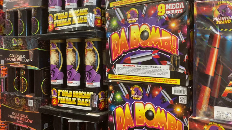 "That Bomb" is one of the 500-gram repeaters from Phantom Fireworks.  It has the maximum powder allowed under professional grade, said store manager Andrew Schroeder.