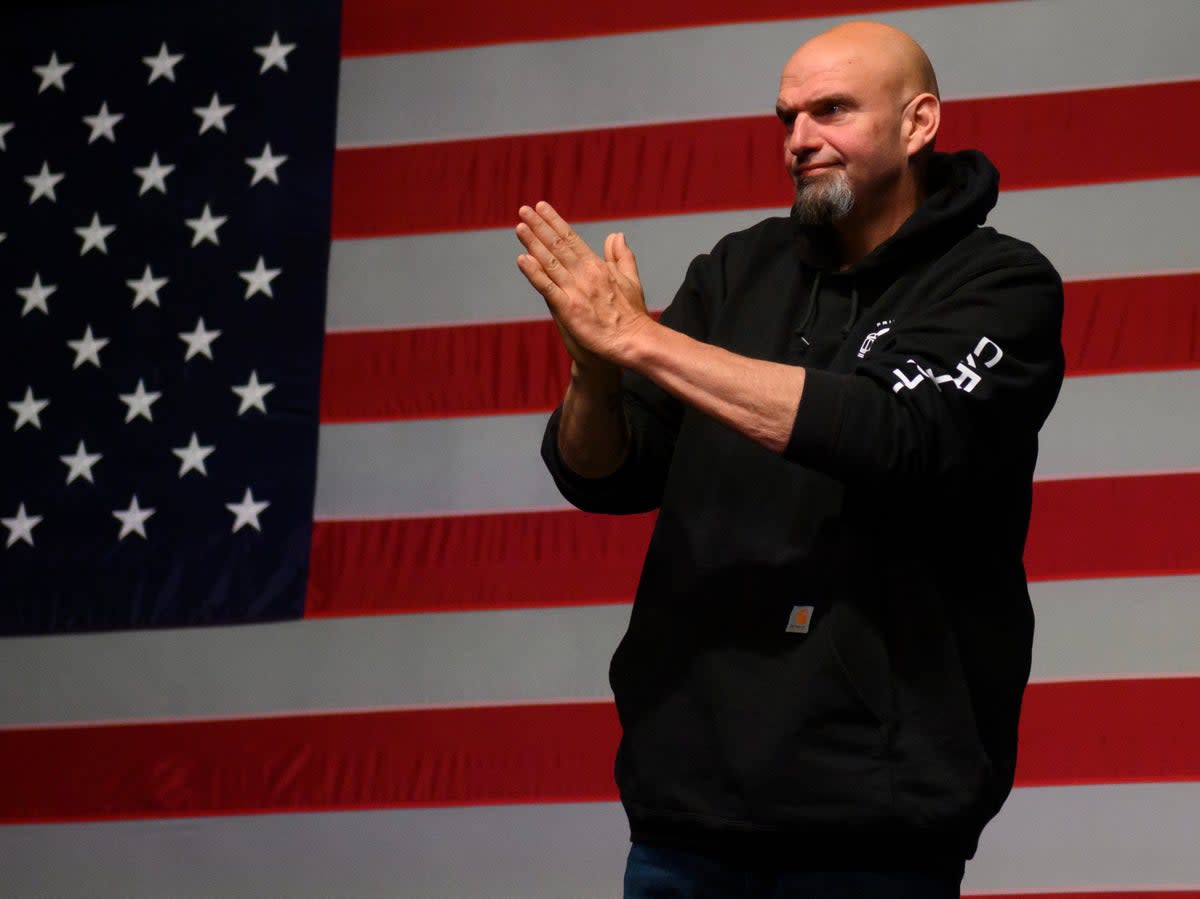 John Fetterman arrives for an election night party on November 9 2022 in Pittsburgh, Pennsylvania. Fetterman defeated Republican Senate candidate Dr Mehmet Oz (Jeff Swensen/Getty Images)