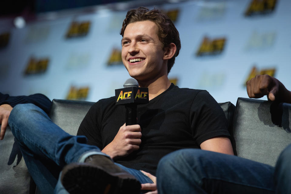 SEATTLE, WA - JUNE 23:  Actor Tom Holland speaks on stage during a Civil War Cast conversation at ACE Comic Con at WaMu Theatre on June 23, 2018 in Seattle, Washington.  (Photo by Mat Hayward/Getty Images)