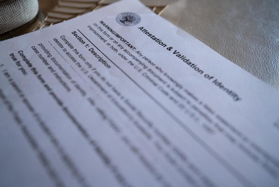 FAFSA documents lie on the table of Diana Almaraz's Fort Worth home on Jan. 28, 2024.