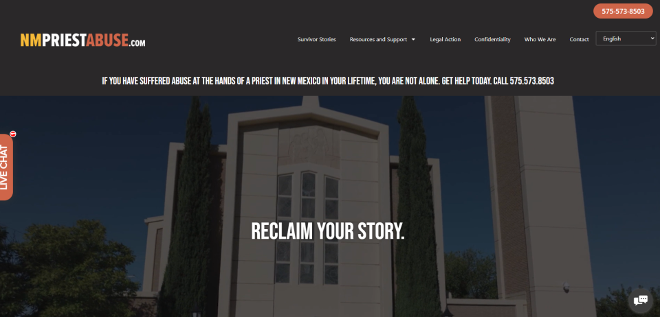 A website, nmpriestabuse.com, was launched by Huffman Wallace & Monagle law firm and Davis Kelin Law Firm in an effort to help victims of sexual abuse by priests.