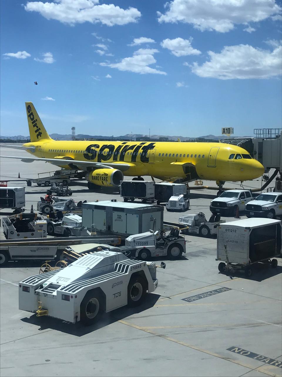 A Spirit Airlines Airbus jet at McCarran International Airport in Las Vegas.