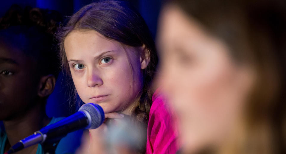 The 16-year-old eco activist Greta Thunberg.  