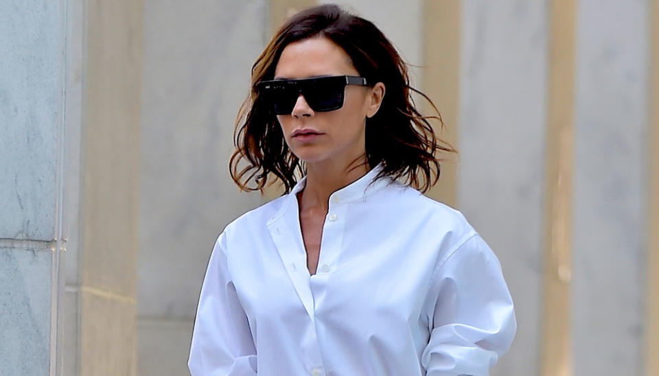 Victoria Beckham channeled Audrey Hepburn in “Roman Holiday” while strolling through NYC