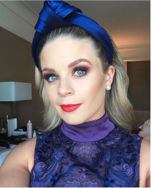 Emma Freedman wore a bright blue Sylvy Early turban. Photo: Instagram