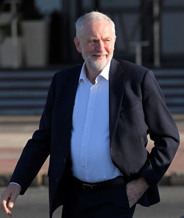 Britain's opposition Labour party leader Jeremy Corbyn arrives at a television studio to appear on the BBC Andrew Marr politics programme during the Labour party Conference in Brighton, Britain, September 24, 2017. REUTERS/Toby Melville