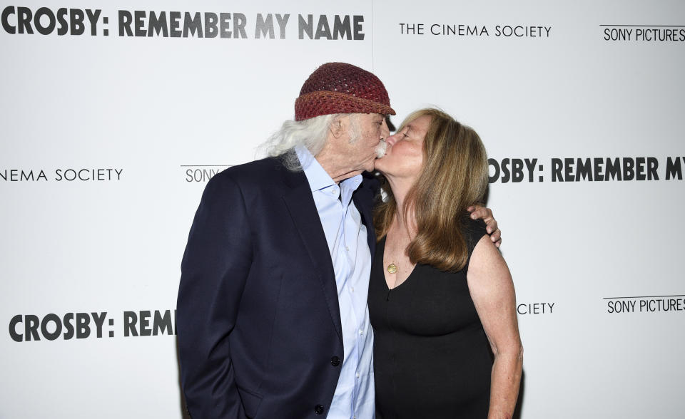 Musician David Crosby and wife Jan Dance attend a special screening of "David Crosby: Remember My Name," hosted by Sony Pictures Classics and The Cinema Society, at The Roxy Cinema, Tuesday, July 16, 2019, in New York. (Photo by Evan Agostini/Invision/AP)
