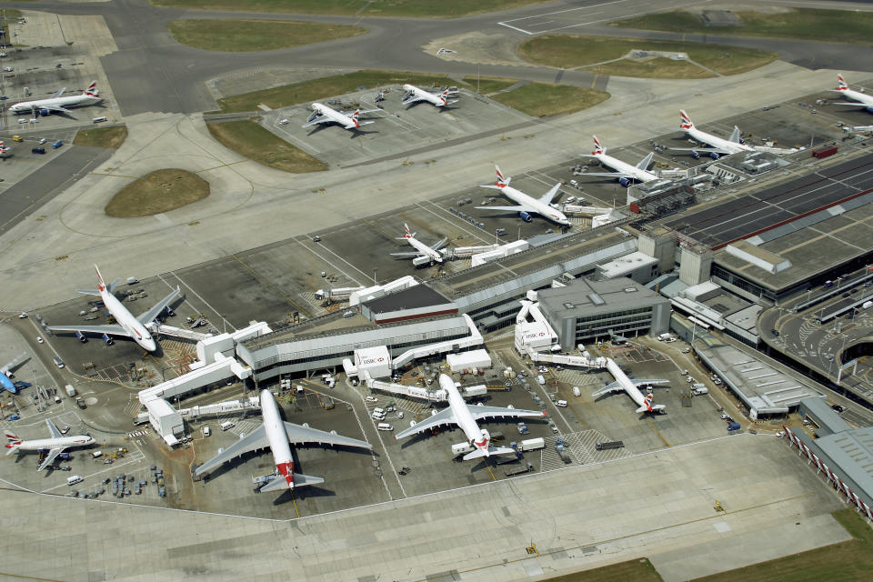 Several flights were delayed at the West London hub by up to an hour (stock picture, Getty)