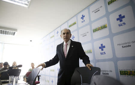 Brazil's Health Minister Marcelo Castro arrives to a news conference in Brasilia, Brazil, February 11, 2016. REUTERS/Adriano Machado