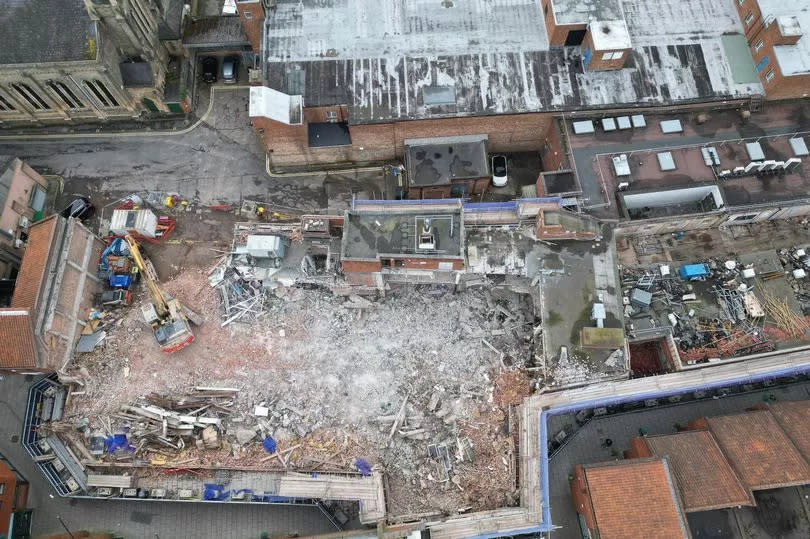 Aerial view of the former M&S on Stodman Street, Newark