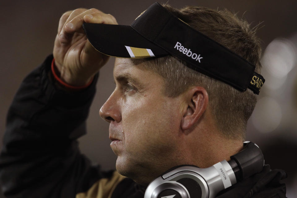 GREEN BAY, WI - SEPTEMBER 08: Head coach Sean Payton of the New Orleans Saints watches as his team takes on the Green Bay Packers during the NFL opening season game at Lambeau Field on September 8, 2011 in Green Bay, Wisconsin. The Packers defeated the Saints 42-34. (Photo by Jonathan Daniel/Getty Images)