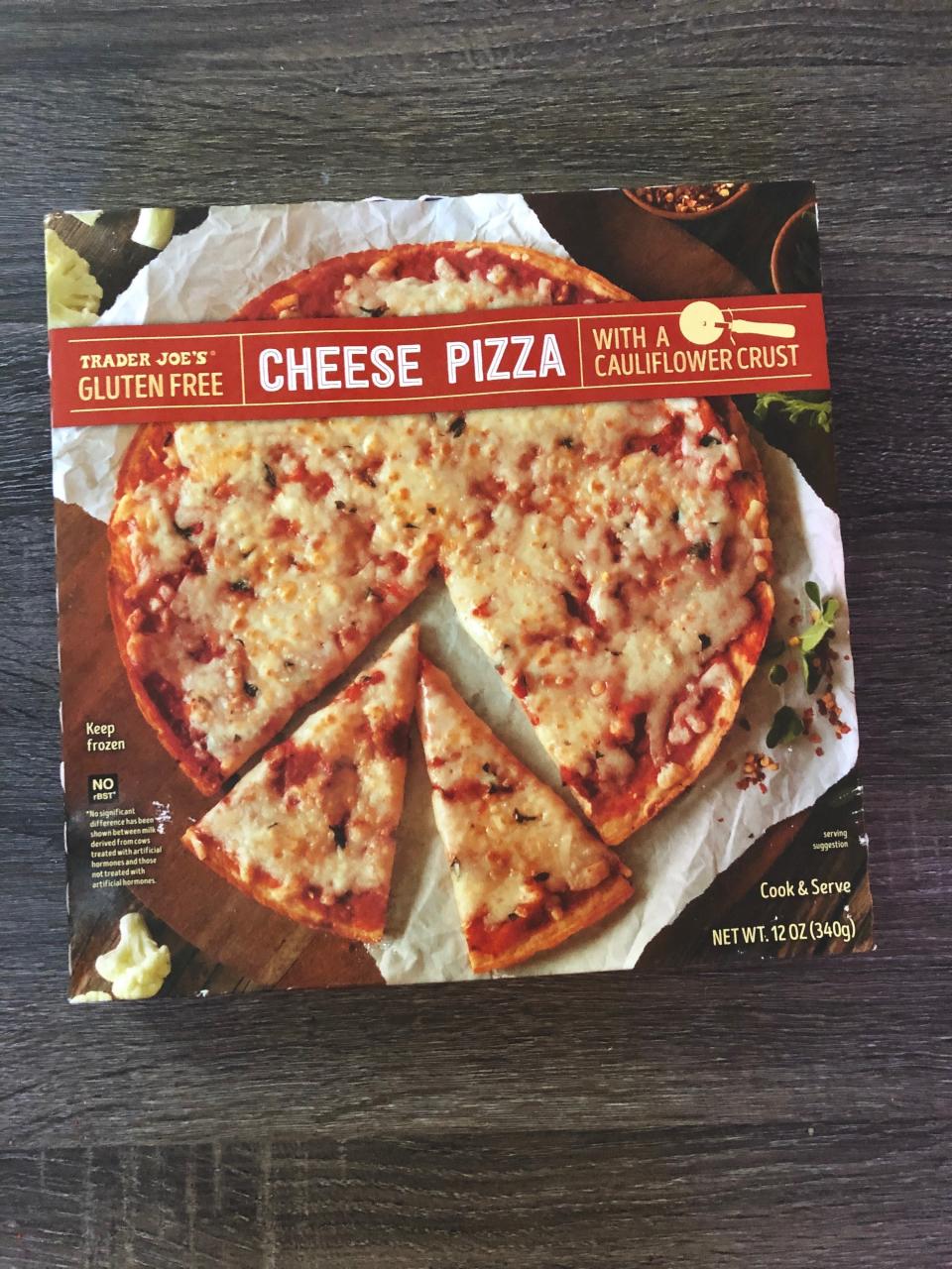 A cauliflower crust pizza from Trader Joe's