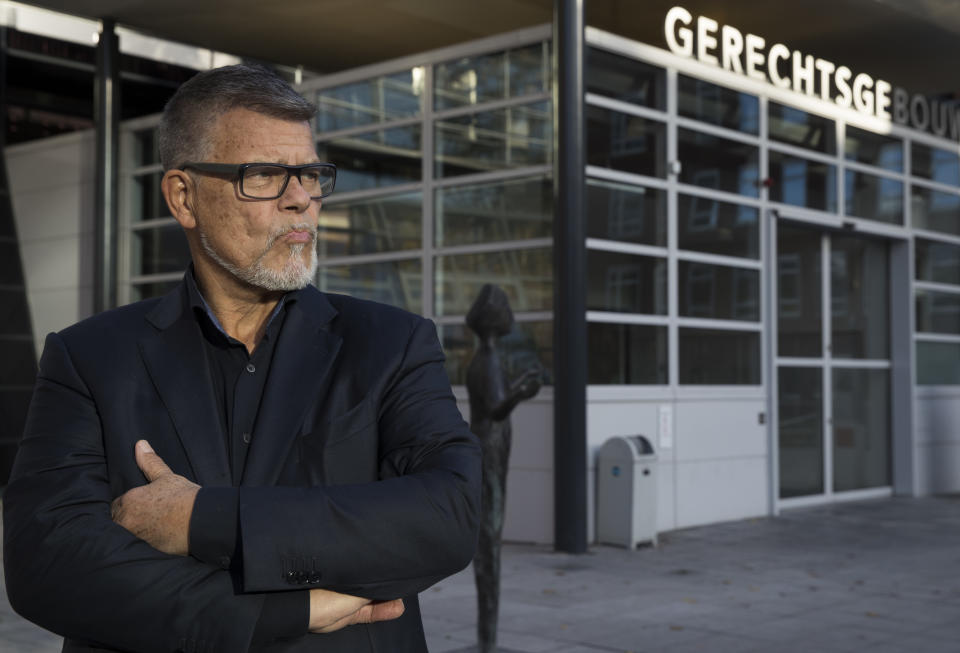 Self-styled Dutch positivity guru Emile Ratelband answers questions during an interview in Utrecht, Netherlands, Thursday, Nov. 8, 2018. For Ratelband age really is just a number. In a legal battle that is stretching the debate about just how far a person can go in changing his or her identity, the sixty-nine-year-old television personality has asked a Dutch court to officially change his biological date of birth to make him 49. (AP Photo/Peter Dejong)