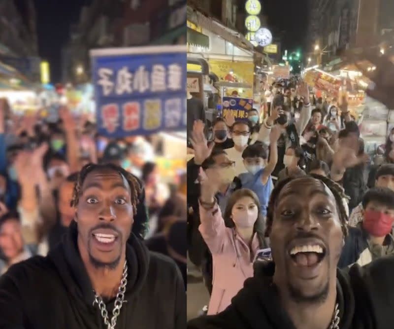 ▲前NBA超級球星霍華德（Dwight Howard）加盟T1桃園雲豹後，14日無預警現身桃園夜市。（圖/IG@Dwight Howard）