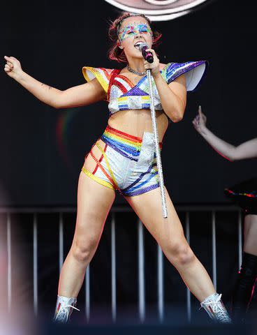 <p>Chelsea Guglielmino/WireImage</p> JoJo Siwa performs at 2024 LA Pride in the Park at Los Angeles Historical Park on June 8, 2024