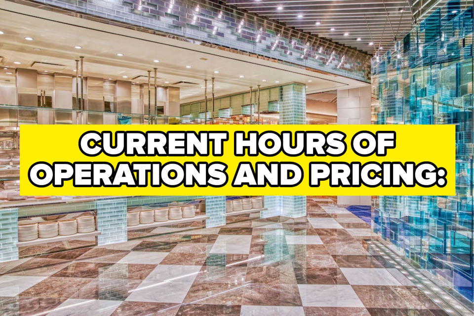 A photo labeled "current hours of operations and pricing"